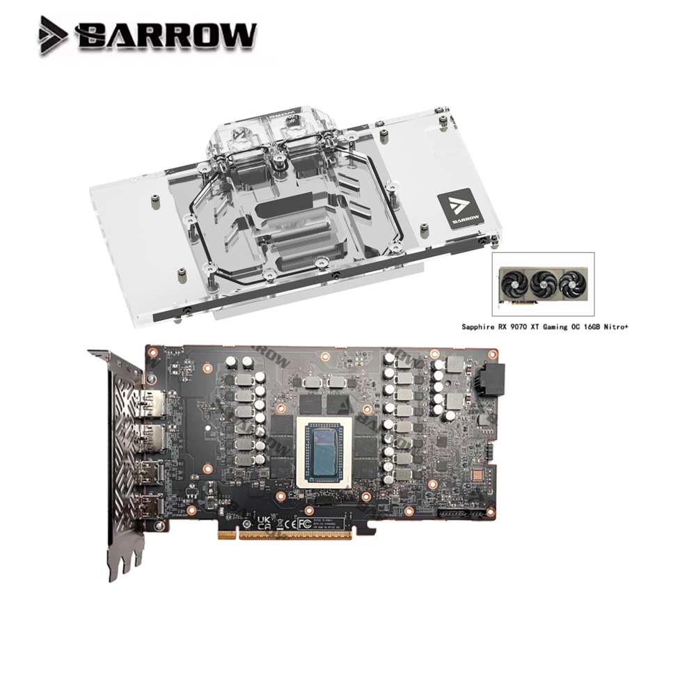 Barrow GPU Water Block For Sap - Rx 9070 16Gb recension och pris