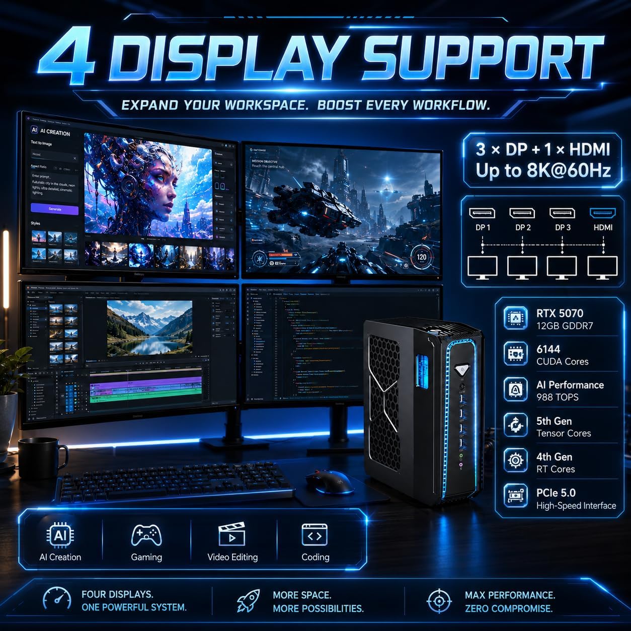 Msecore Liquid Cooling Mini PC - Desktop Gaming Gpu 32Gb recension och pris