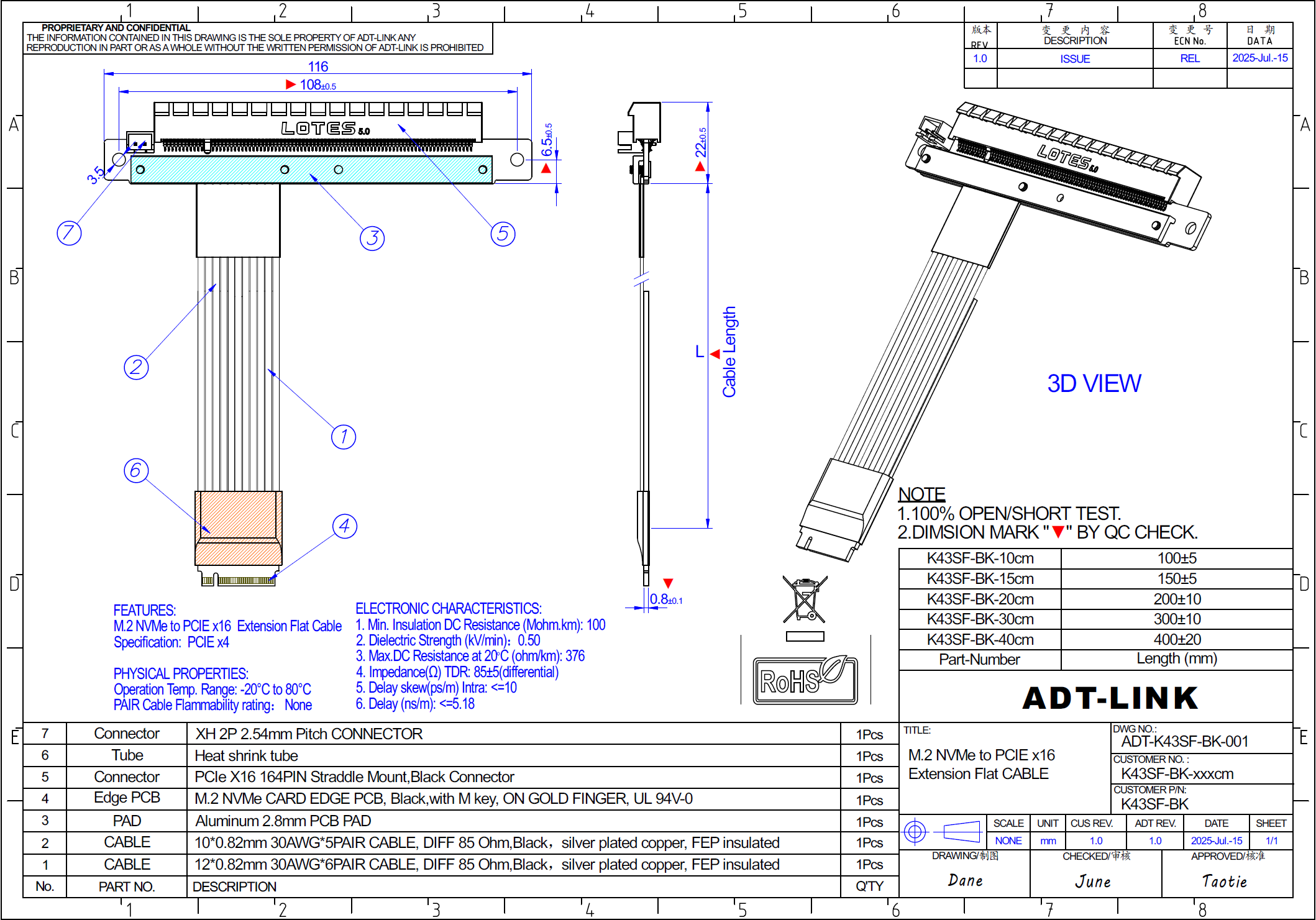 ADT-LINK M.2 NGFF NVMe to PCIe - Pcie 5.0 Gpu Riser Cable recension och pris