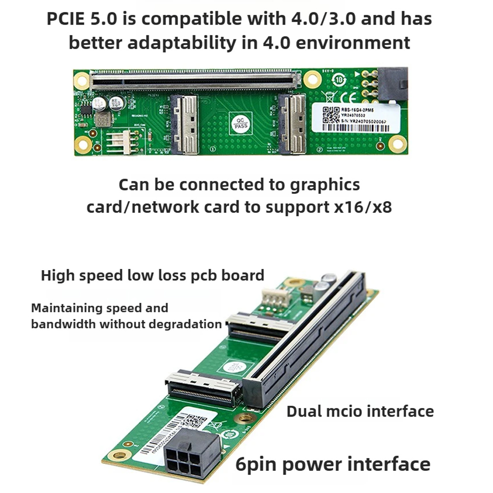 ADT-Link PCIe 5.0 X16 To MCIO  - Pcie 5.0 Gpu Riser Cable recension och pris