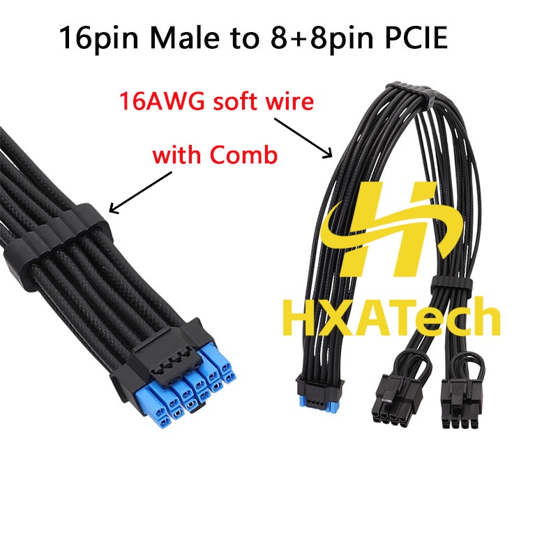 HXATech-Colorful 12VHPWR to Du - Dual 8Pin To 16Pin 12Vhpwr Cable recension och pris